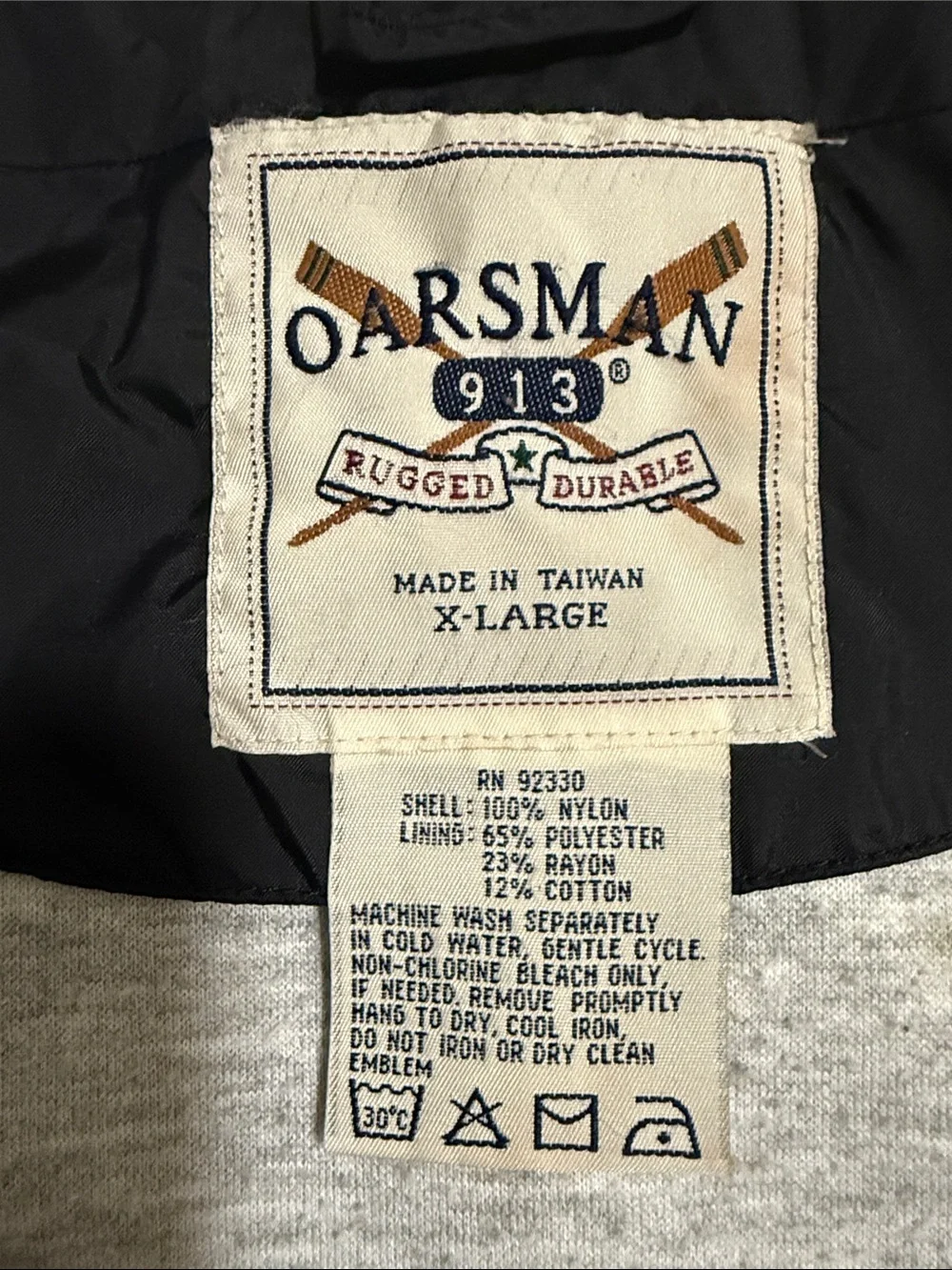 Vintage oarsman xl Hooded Windbreaker Jacket - Black